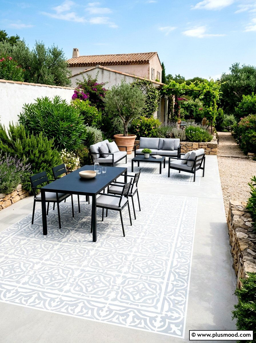 Painted Concrete Floor - 25 summer patio ideas on a budget