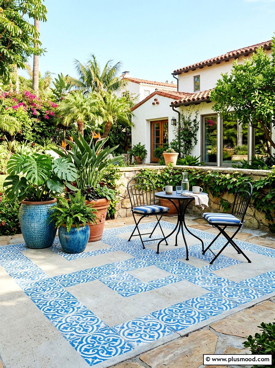 Painted Concrete Floor - 25 cheap summer patio ideas