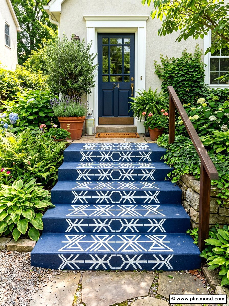 Painted Concrete Front Steps - 25 summer front steps decor ideas