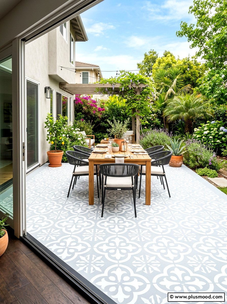 Painted Concrete Patio - 25 summer small yard ideas for summer