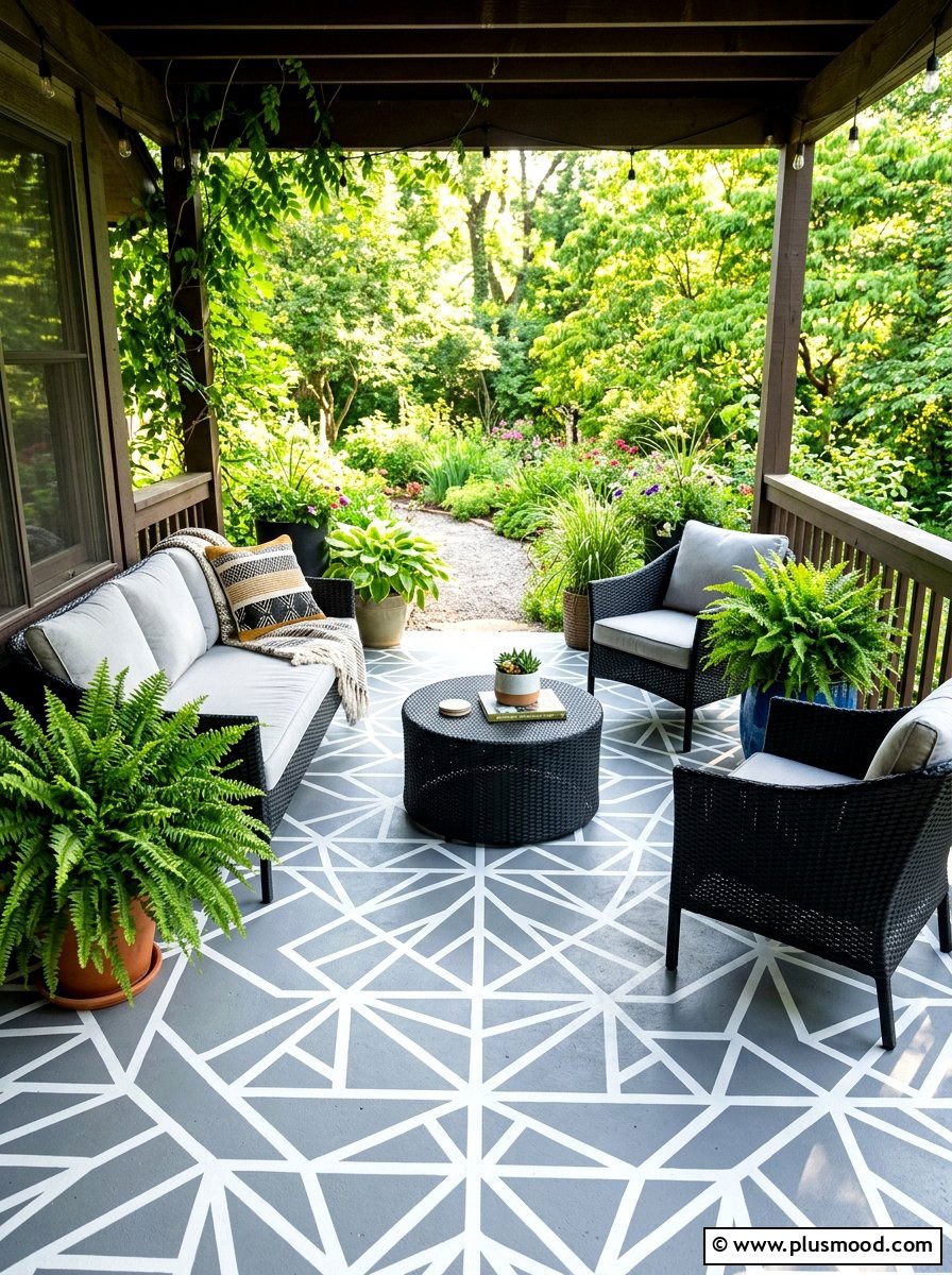 Painted Concrete Porch Floor - 25 cheap summer porch ideas