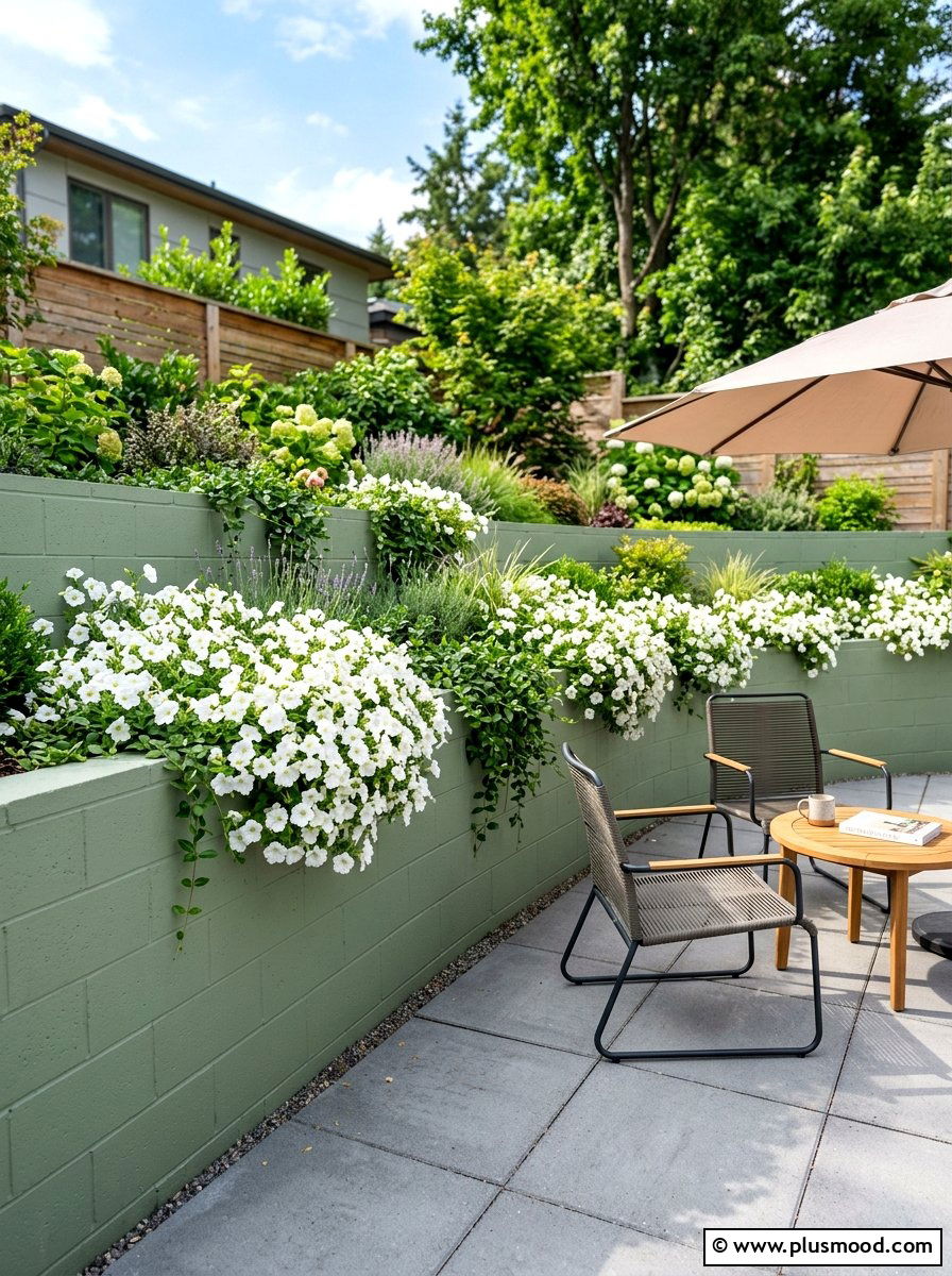 Painted Concrete Wall Garden - 25 summer retaining wall landscaping ideas