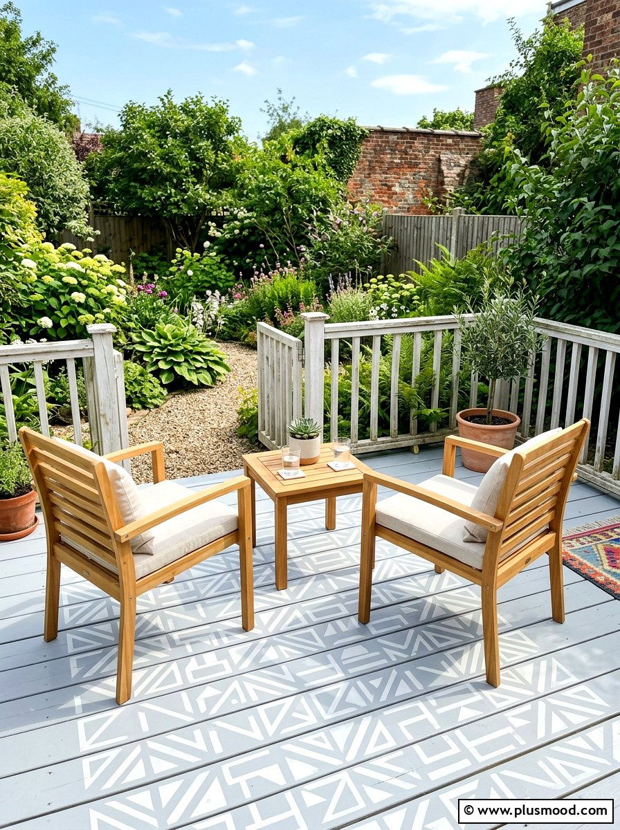 Painted Deck Floor - 25 summer small deck ideas for summer