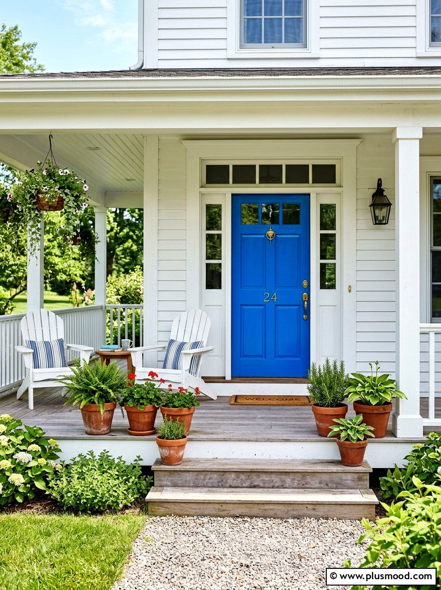 Painted Front Door - 25 summer rustic front porch ideas