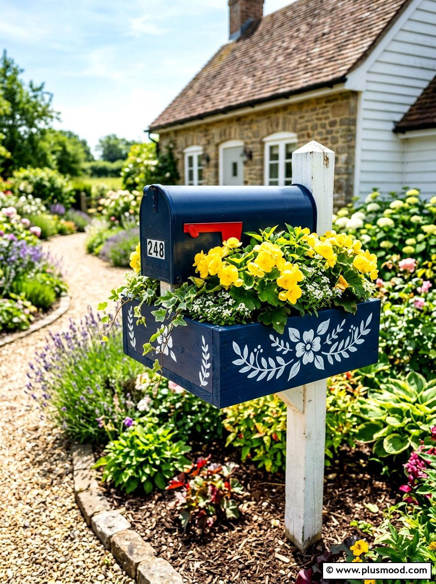 Painted Mailbox Flower Box - 25 summer mailbox planter ideas