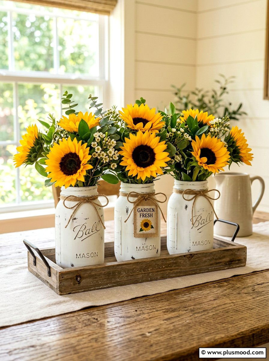 Painted Mason Jar Planter - 25 summer farmhouse planter ideas