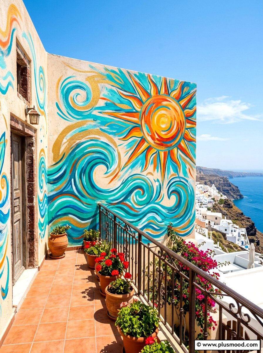 Painted Mural Background - 25 summer balcony wall decor ideas