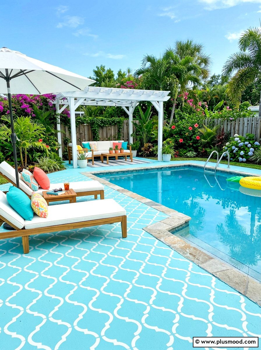 Painted Pool Deck - 25 summer pool deck ideas
