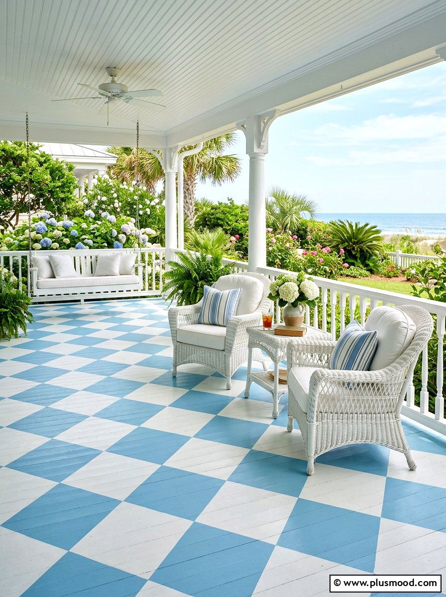 Painted Porch Floor - 25 easy summer porch decorating ideas