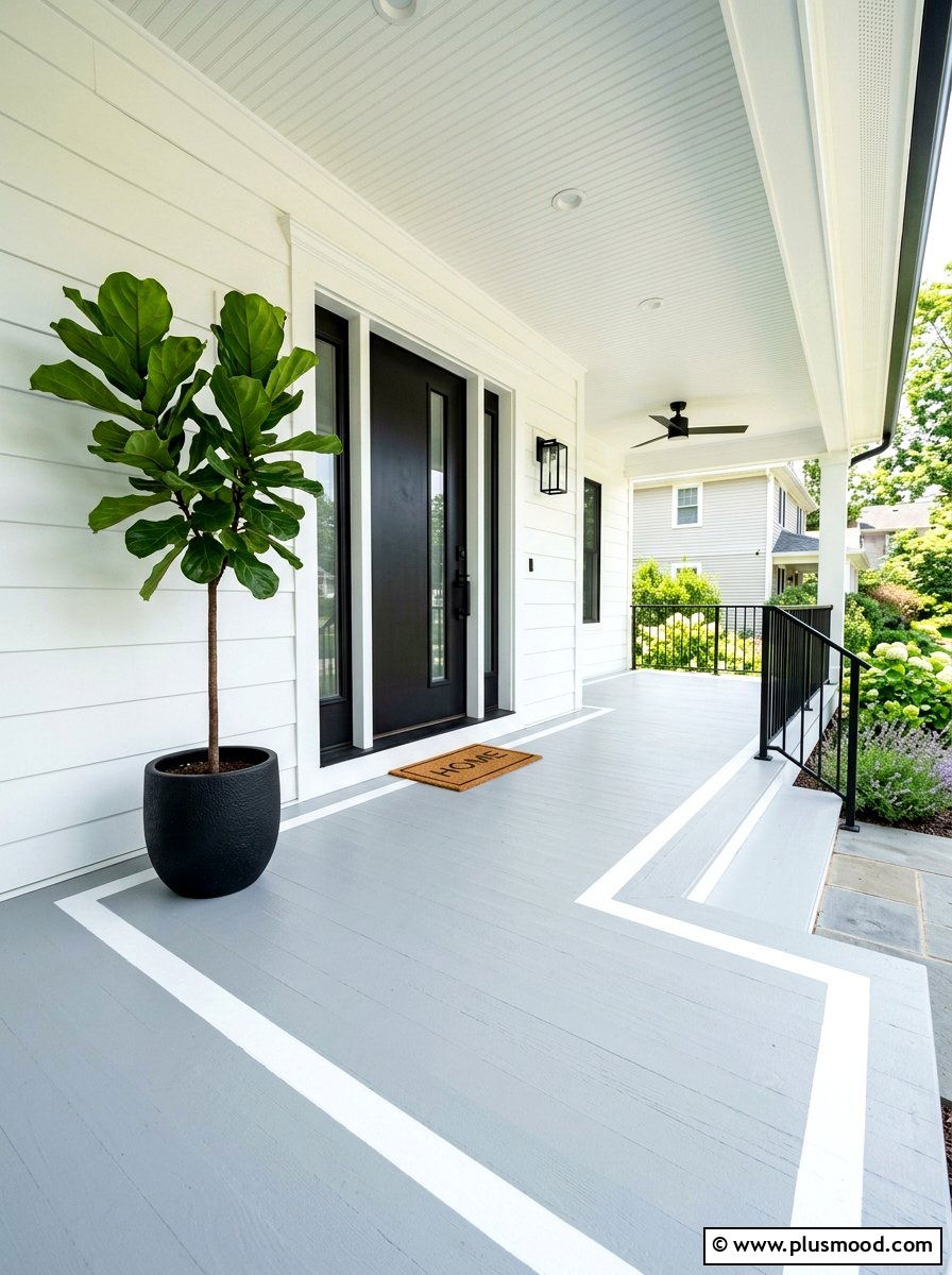 Painted Porch Floor - 25 summer townhouse curb appeal ideas