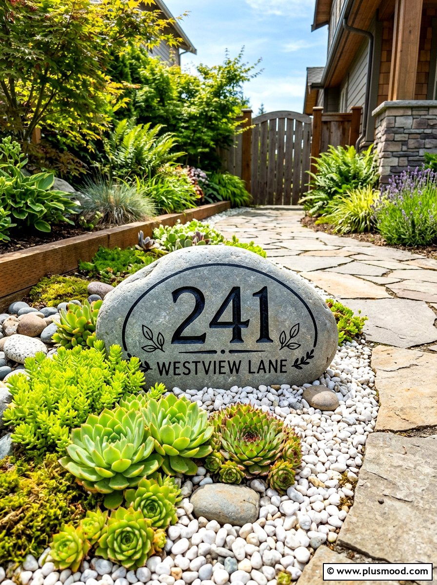 Painted Rock House Number Marker - 25 summer house number display ideas