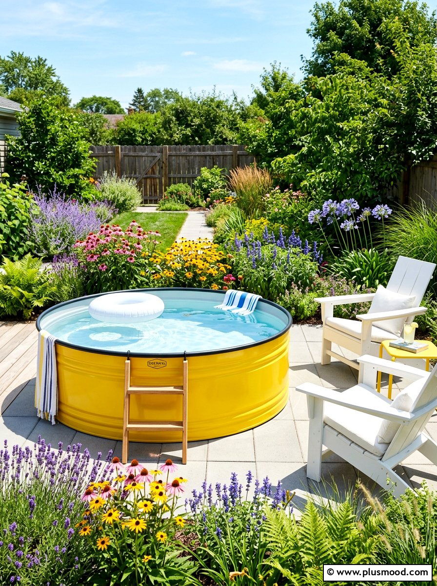 Painted Stock Tank Pool - 25 summer stock tank pool ideas