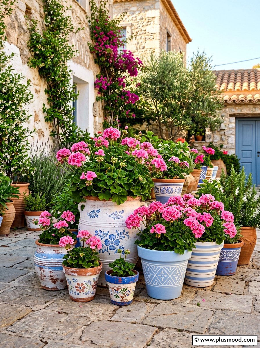 Painted Terra Cotta Pots - 25 cheap summer porch ideas