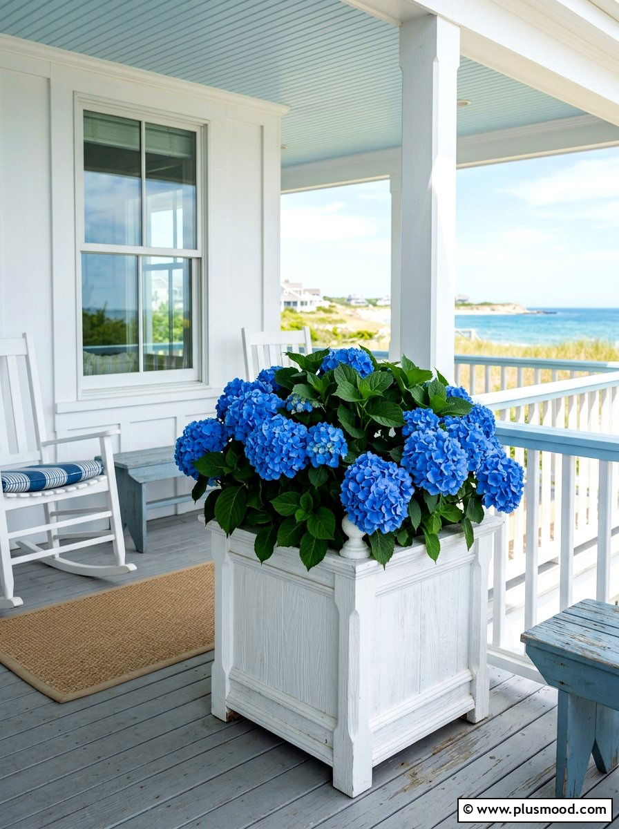 Painted White Planter - 25 small backyard ideas with wooden planter