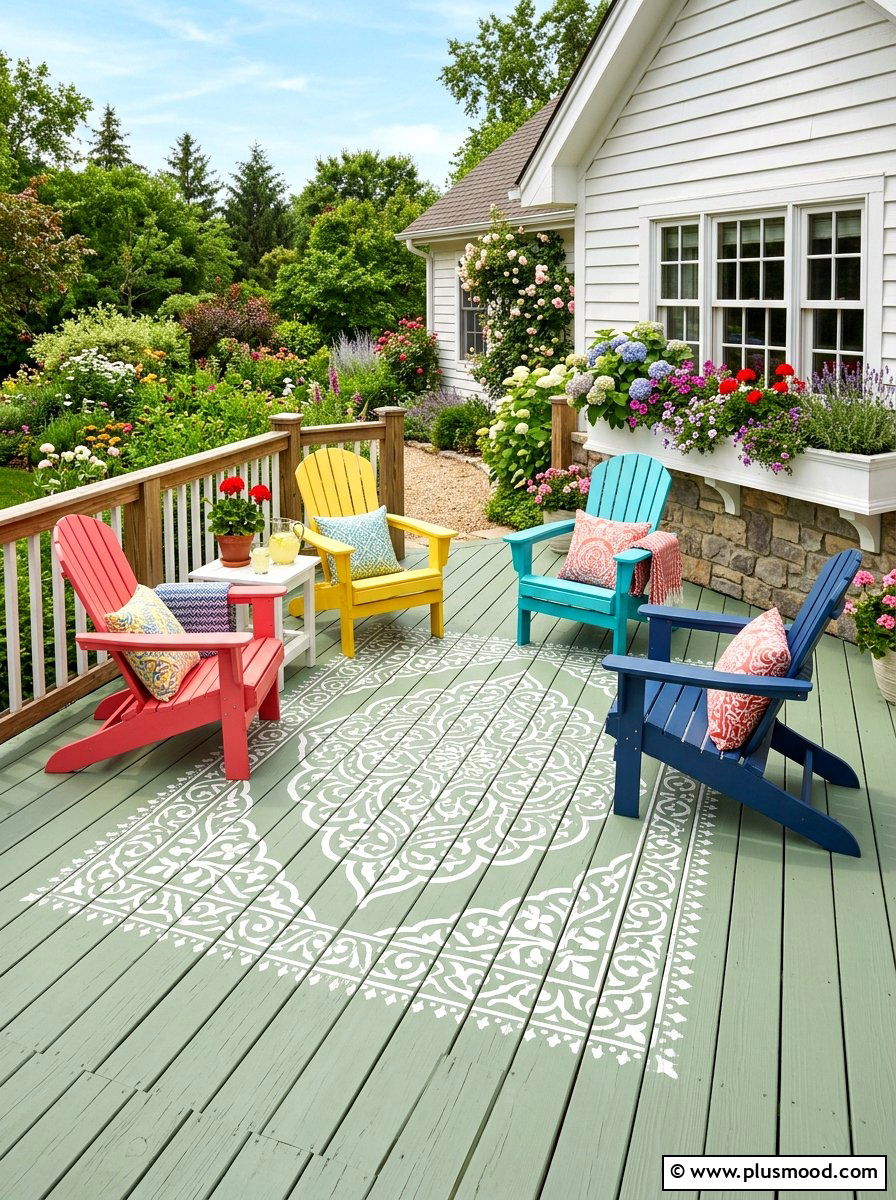 Painted Wood Deck - 25 summer backyard deck ideas