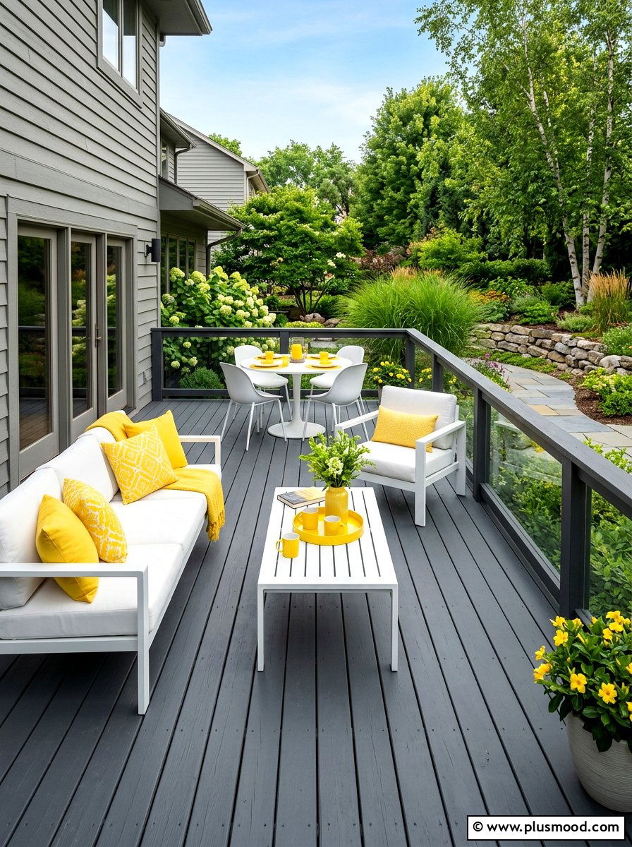Painted Wood Deck - 25 small backyard ideas with deck