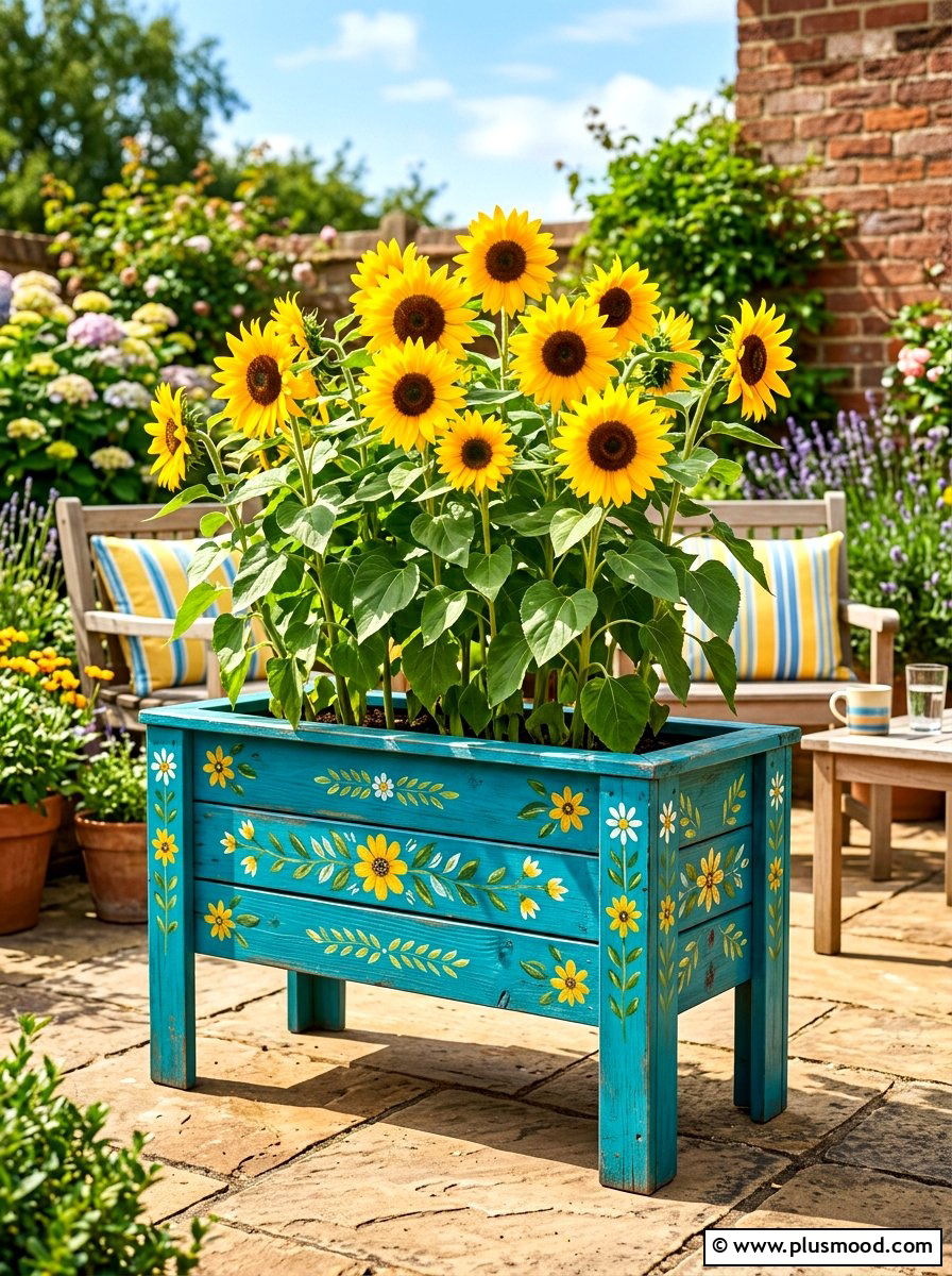 Painted Wooden Garden Planter - 25 summer raised garden bed ideas