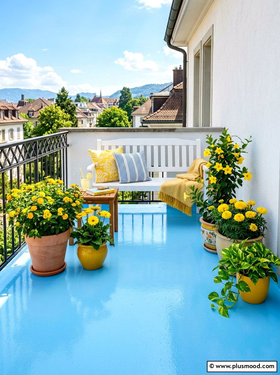 Painted balcony floor - 25 summer colorful balcony ideas