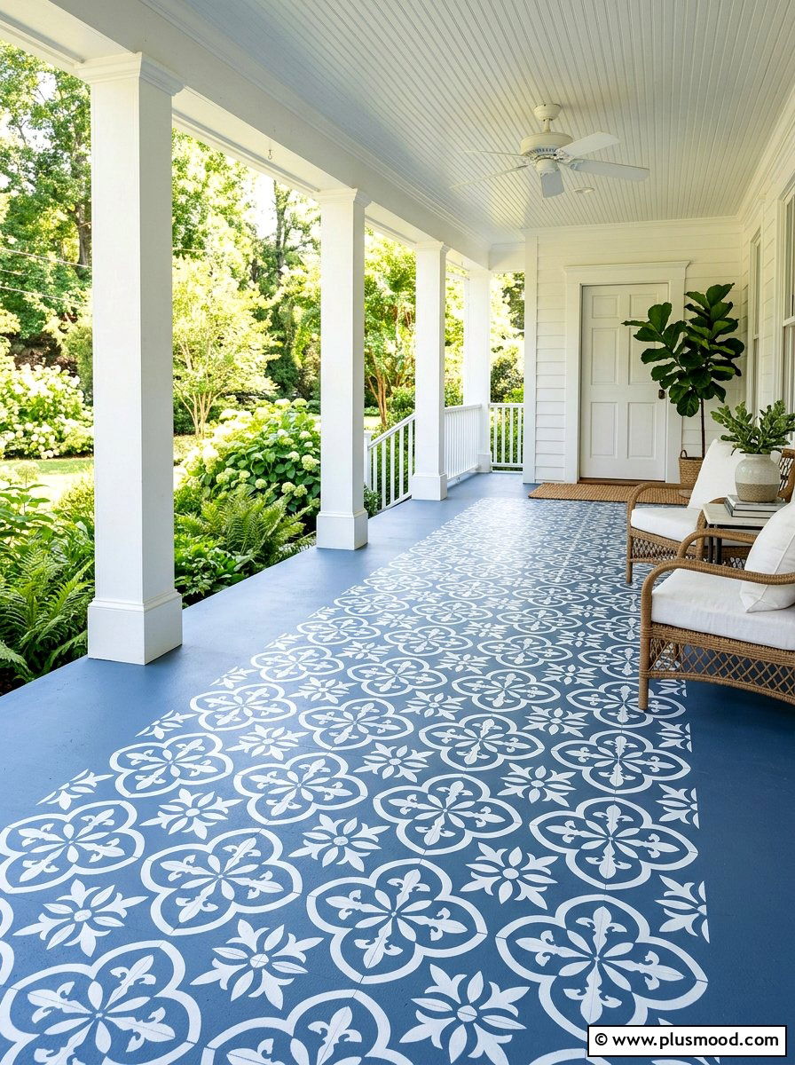Painted concrete floor - 25 summer cheap curb appeal ideas for summer
