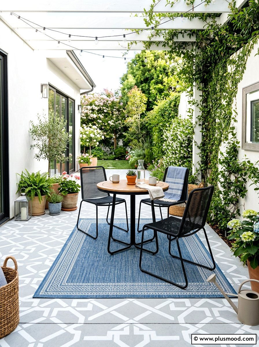 Painted concrete patio - 25 easy summer backyard makeover ideas