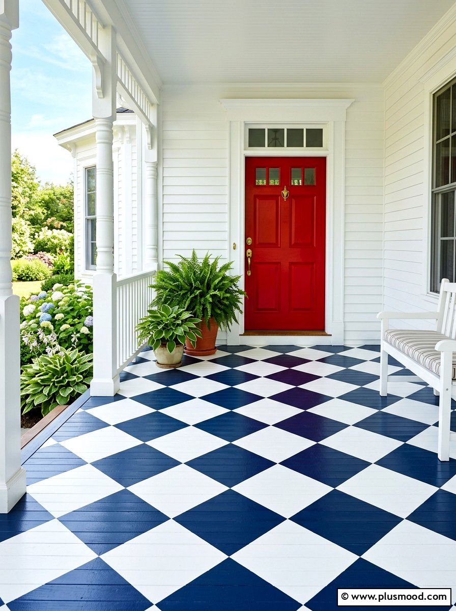 Painted porch floor - 25 summer colorful curb appeal ideas