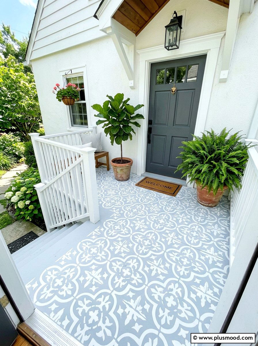 Painted porch floor - 25 summer small porch curb appeal ideas