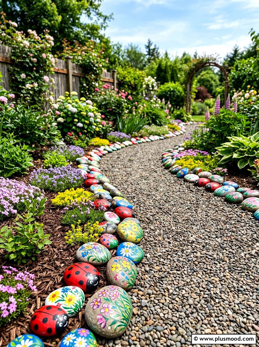 Painted rocks - 25 small backyard ideas for kids