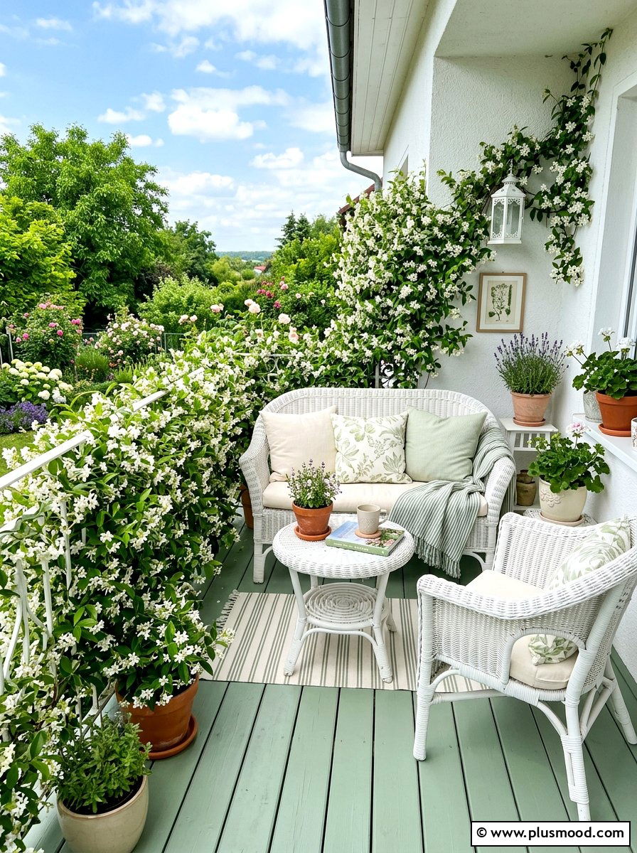 Painted wood floor - 25 summer balcony floor decor ideas