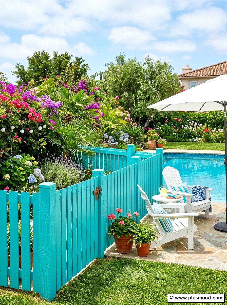 Painted wood pool fence colors - 25 summer pool fence decor ideas