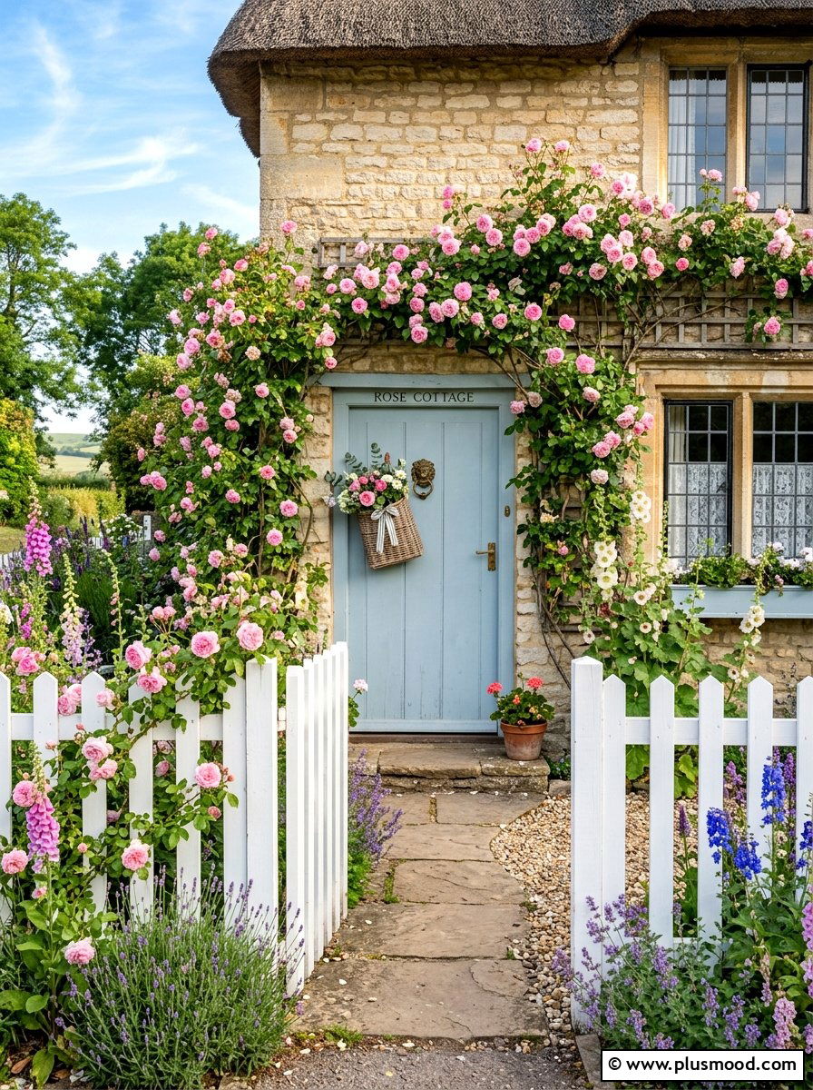 Pale Blue Cottage Door - 25 summer blue front door ideas