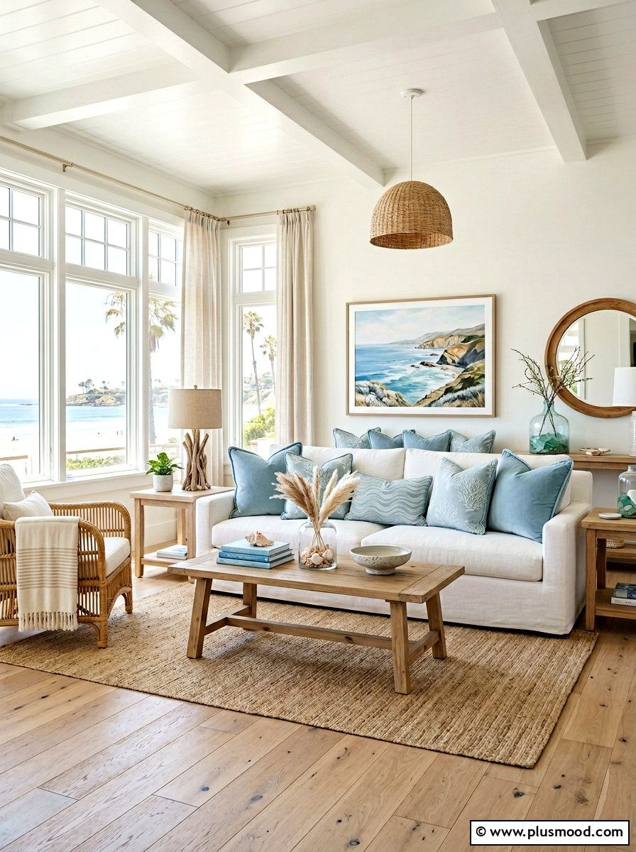 Pale Blue Velvet Pillows - 25 summer layered texture ideas for living room