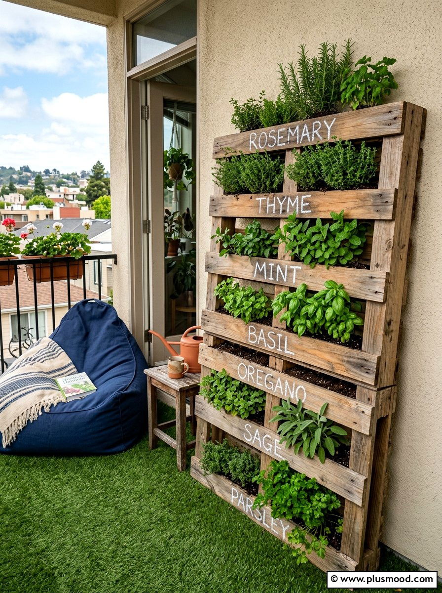Pallet Herb Garden - 25 summer balcony herb garden ideas