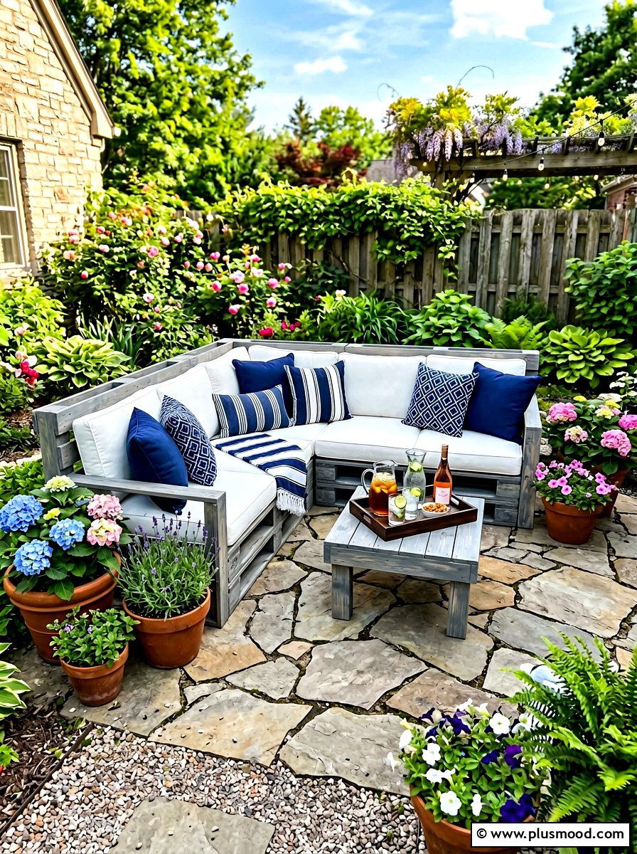 Pallet Outdoor Sectional - 25 summer backyard ideas on a budget