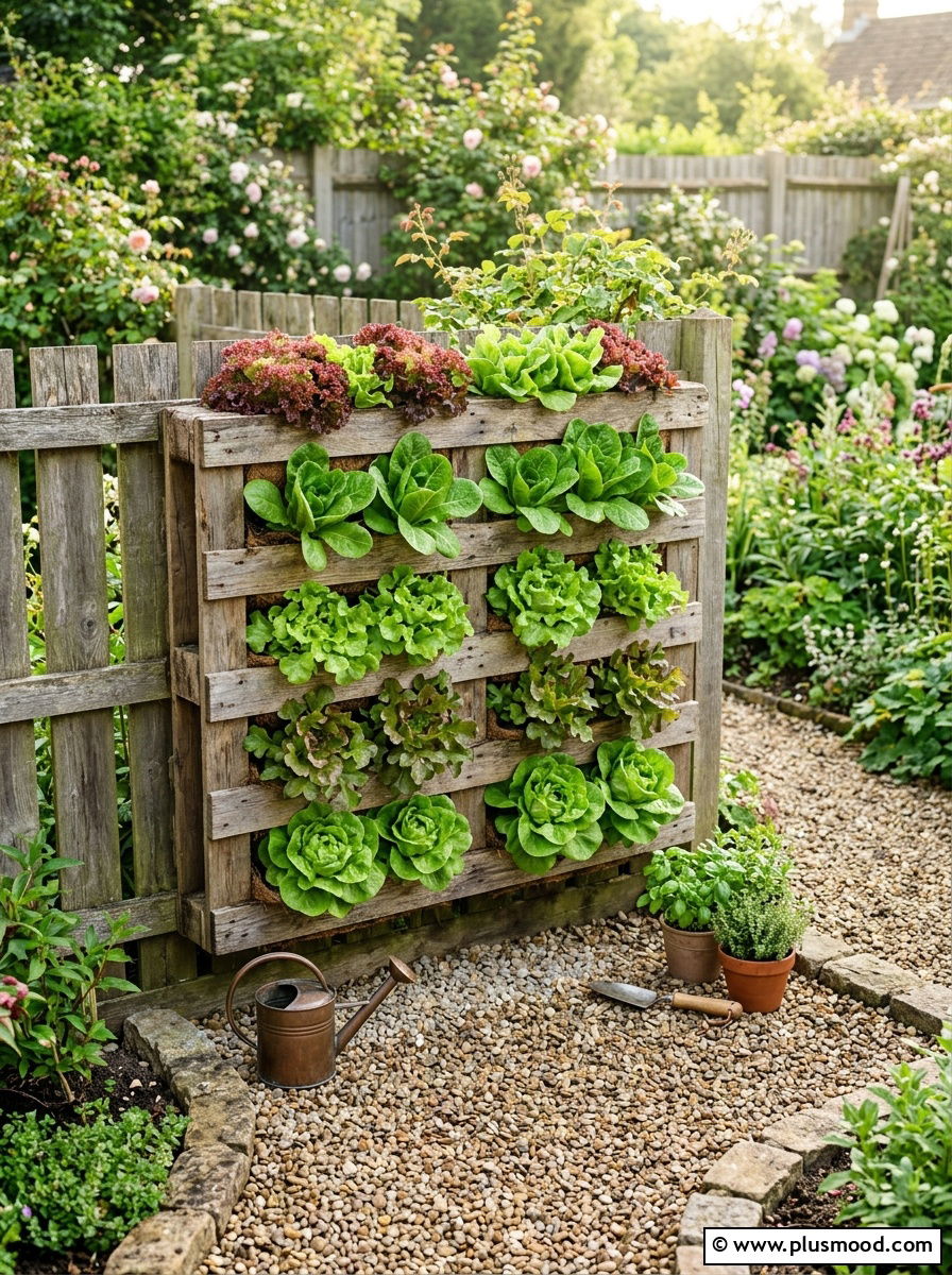 Pallet Wall For Vertical Lettuce Growing - 25 outdoor garden decor ideas with vegetable display