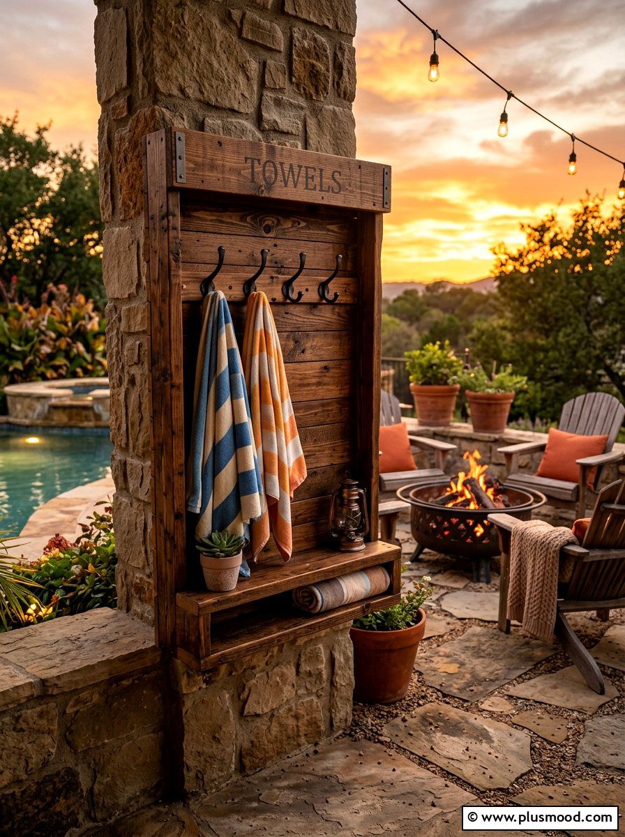 Pallet Wood Pool Towel Holder - 25 summer towel station ideas for pool area