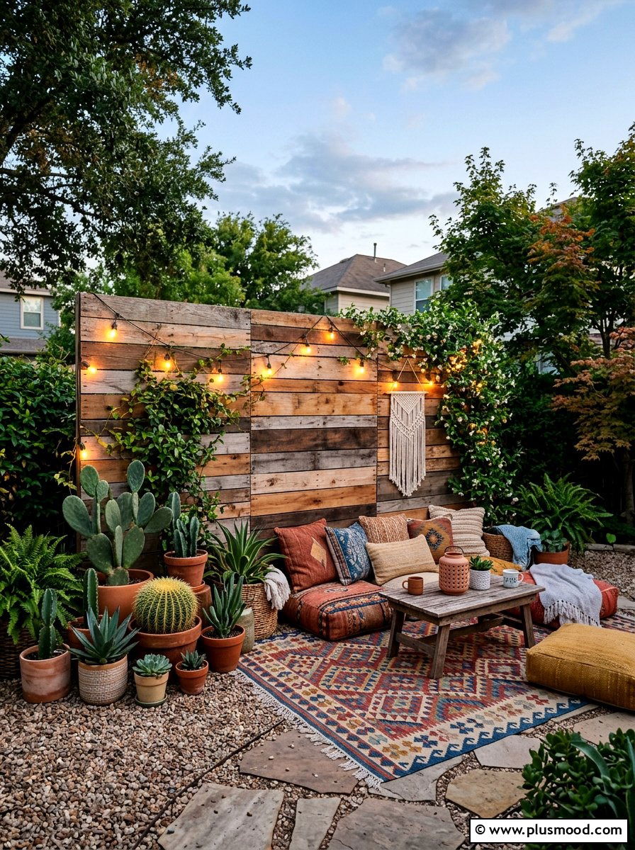 Pallet Wood Privacy Screen - 25 small backyard ideas with privacy screen