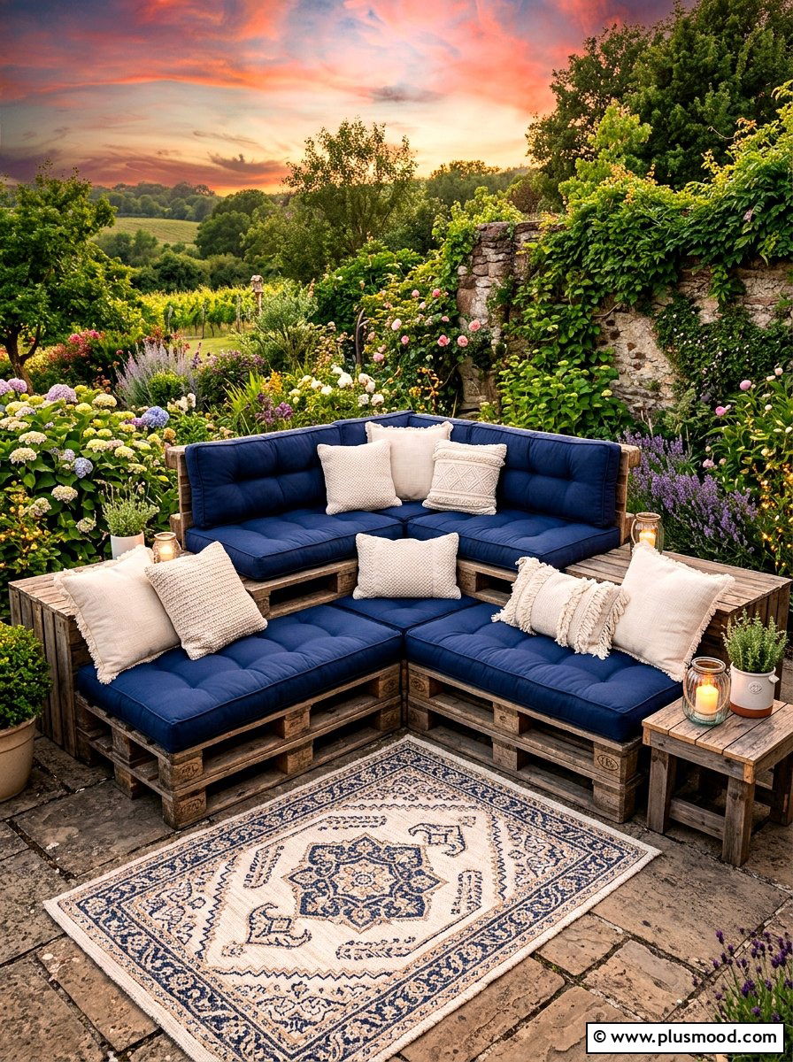 Pallet Wood Seating - 25 summer movie night backyard ideas