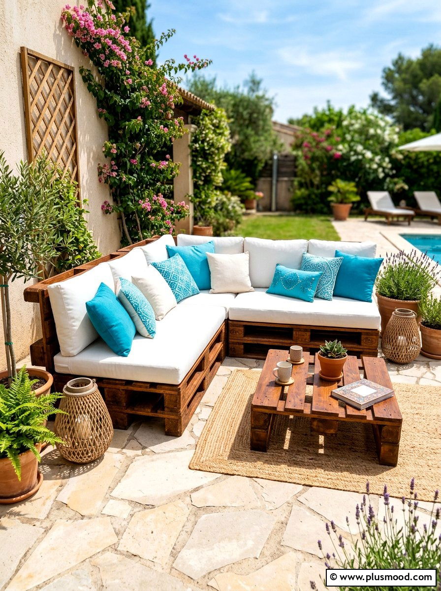 Pallet Wood Sofa - 25 summer backyard reading nook ideas