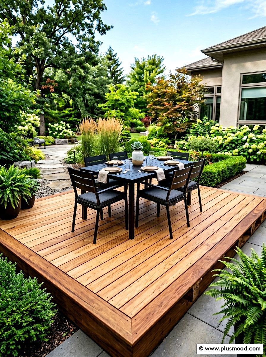 Pallet deck flooring - 25 outdoor garden decor ideas with wooden pallets