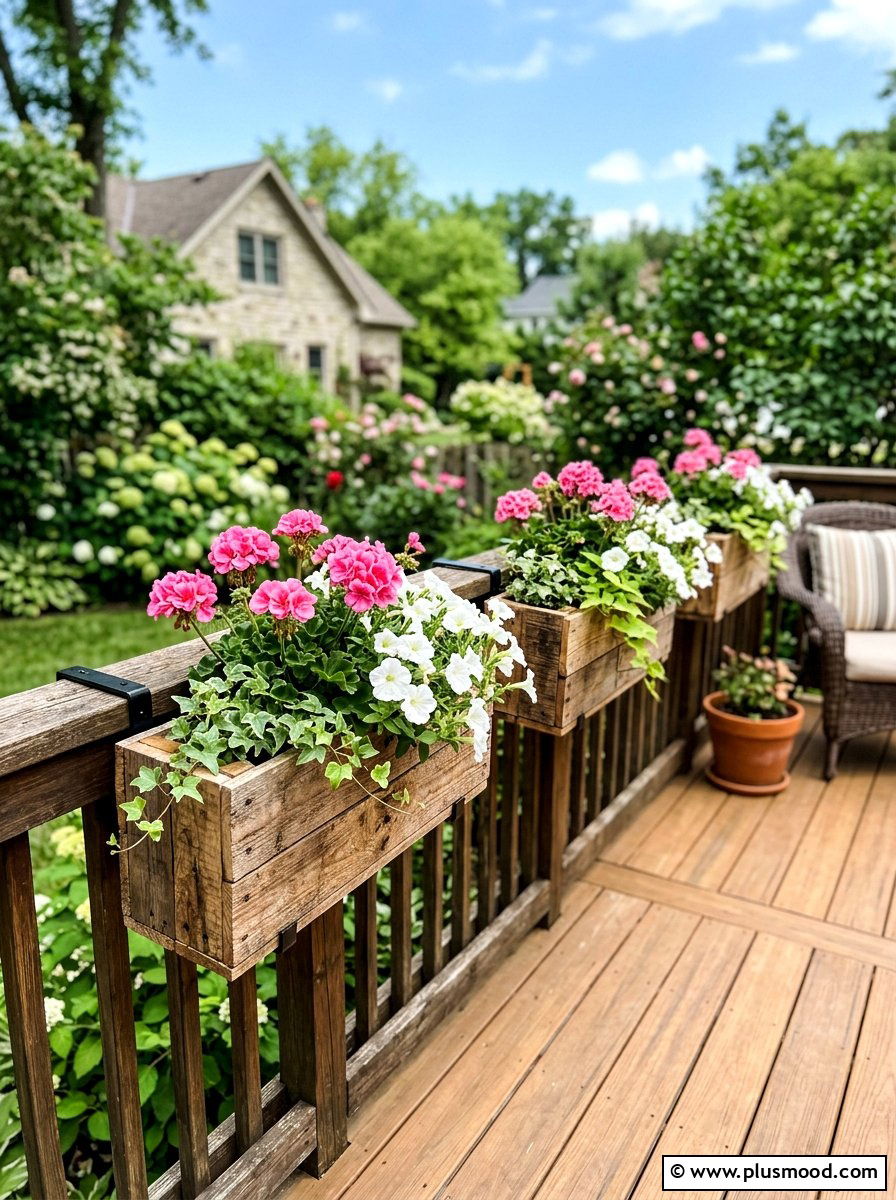 Pallet flower box - 25 outdoor garden decor ideas with wooden pallets