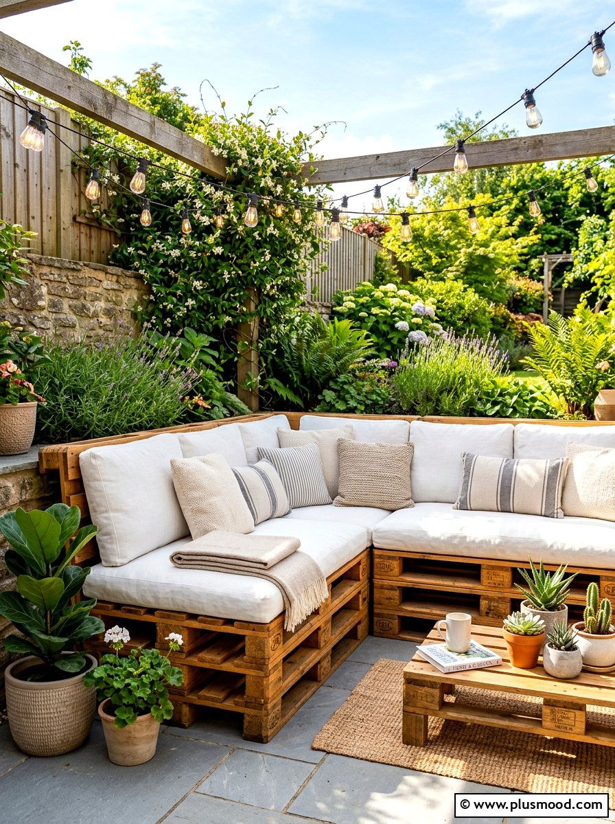 Pallet furniture lounge corner - 25 summer backyard seating ideas for guests