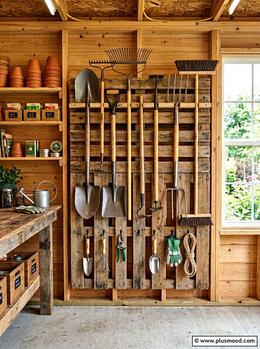 Pallet garden tool organizer - 25 outdoor garden decor ideas with wooden pallets