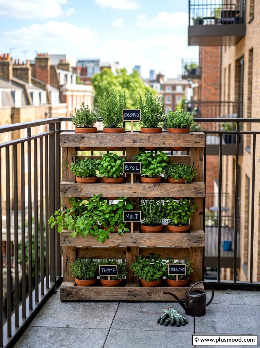 Pallet herb planter - 25 outdoor garden decor ideas with wooden pallets