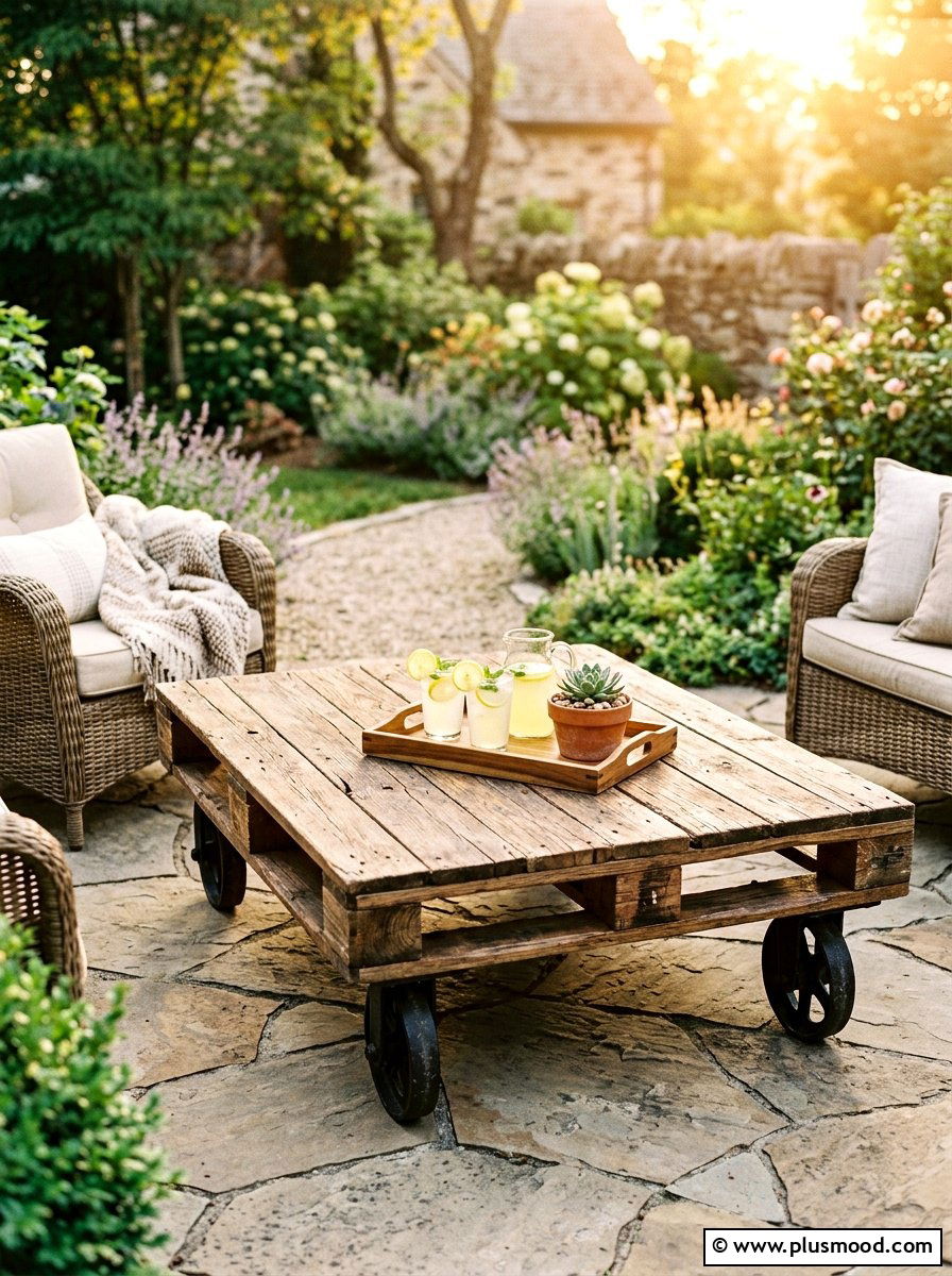 Pallet outdoor coffee table - 25 outdoor garden decor ideas with wooden pallets
