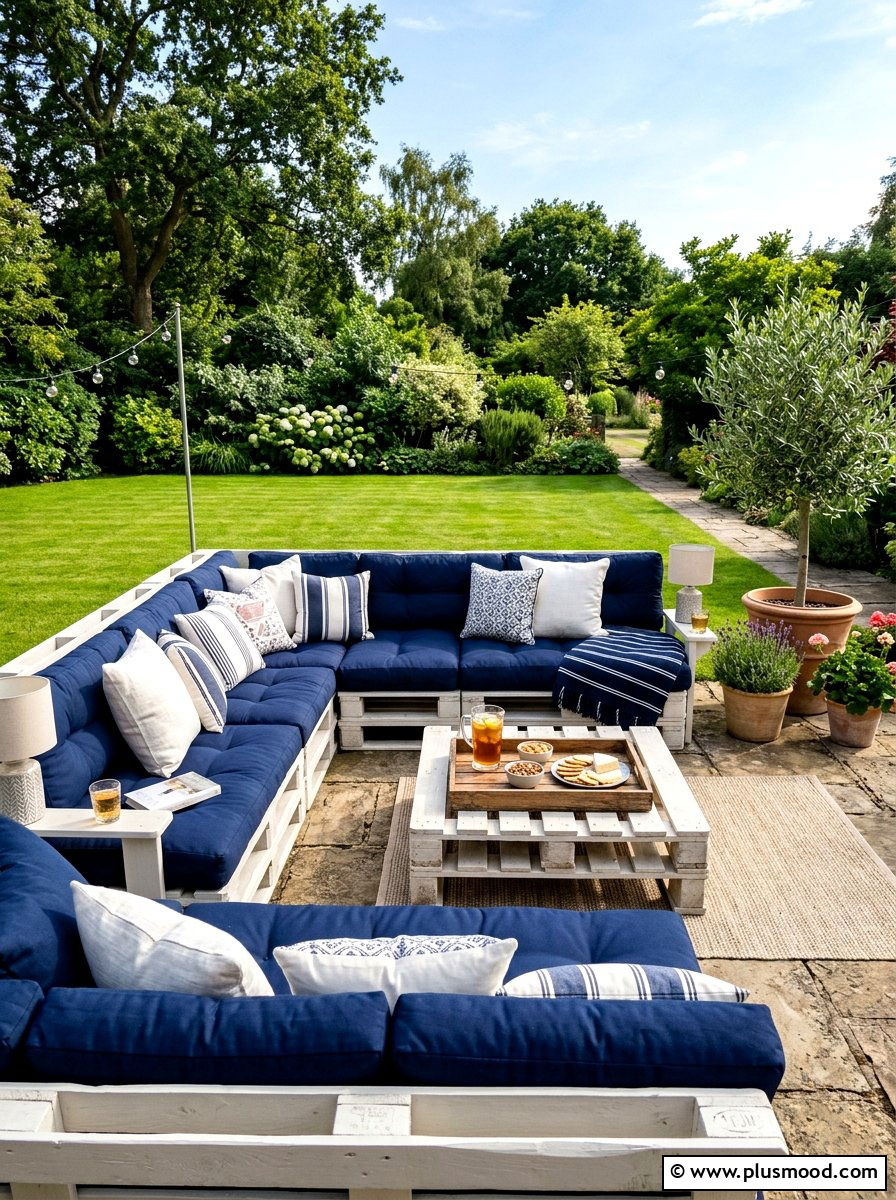 Pallet sectional sofa - 25 easy summer backyard makeover ideas