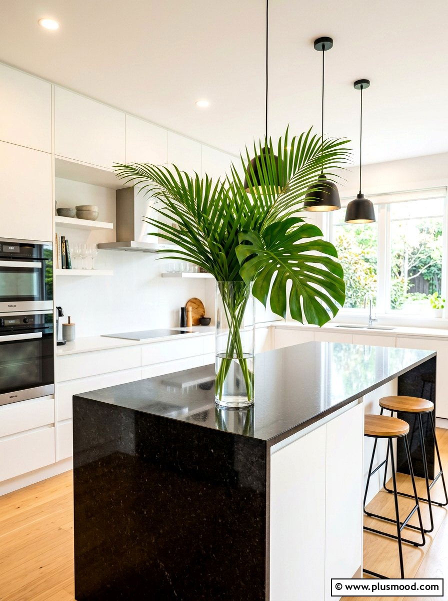 Palm Leaf Kitchen Island - 25 summer kitchen island decor ideas