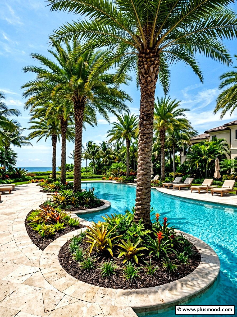 Palm Tree Pool Mulch - 25 pool landscaping ideas with mulch beds