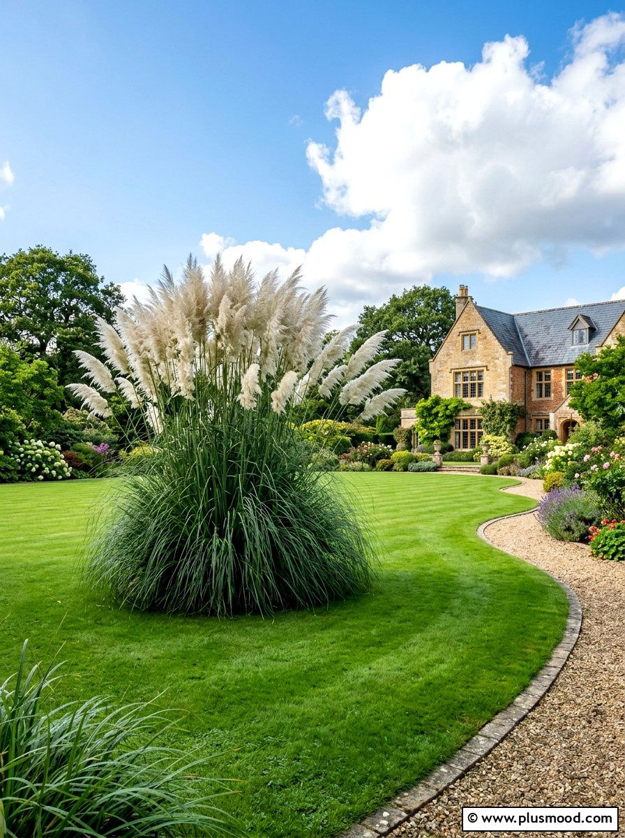 Pampas Grass Backyard Feature - 25 summer ornamental grass landscaping ideas