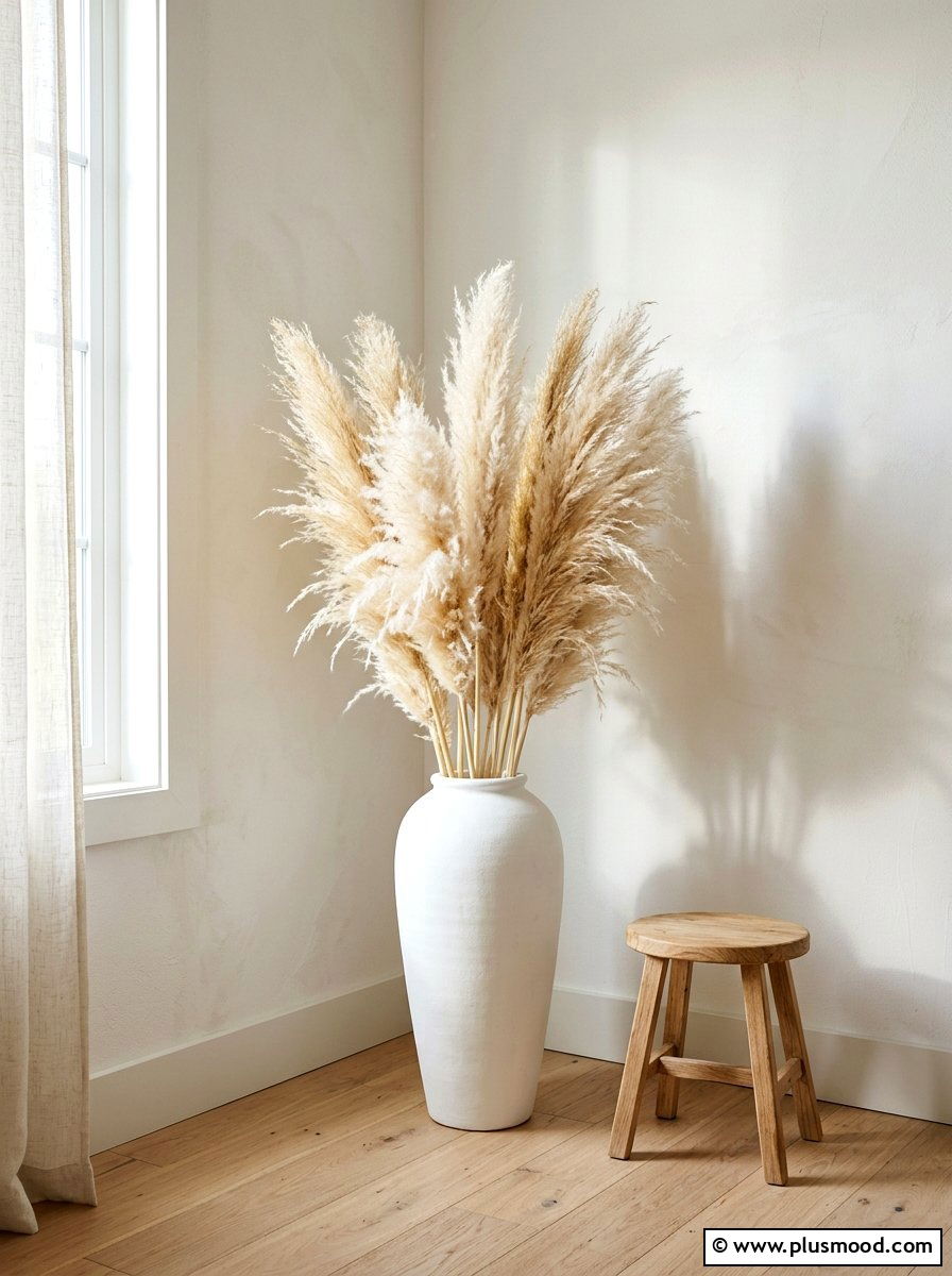 Pampas Grass Corner - 25 summer boho decor ideas