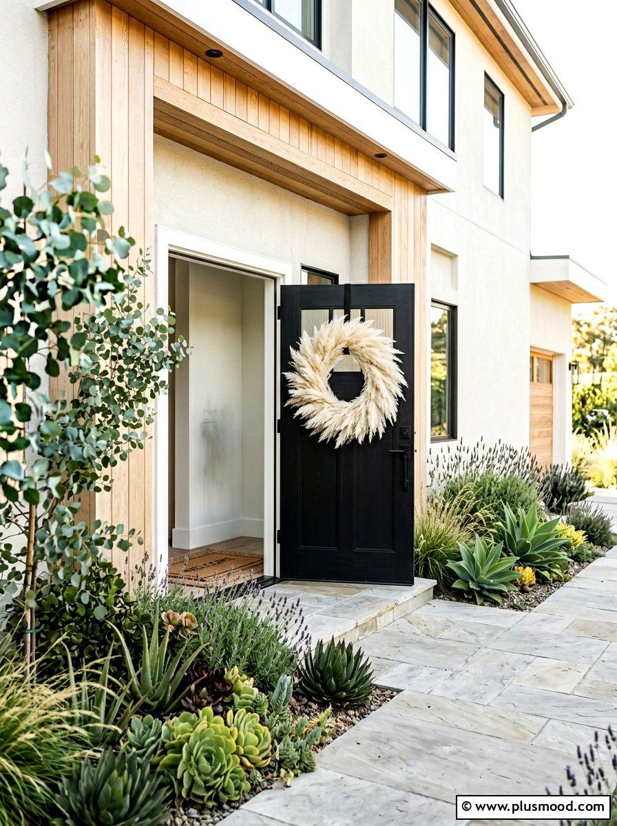 Pampas Grass Front Door Wreath - 25 summer to fall wreath ideas